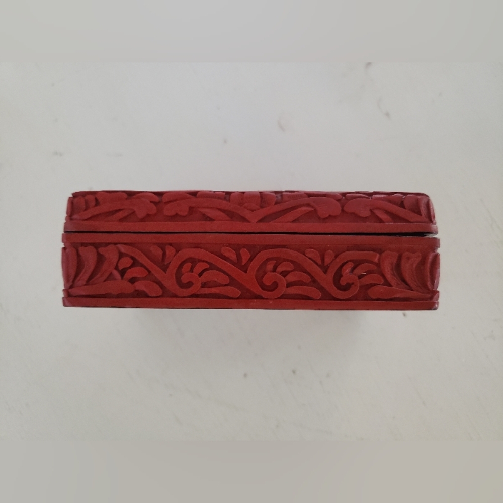 Vintage Cinnabar Box, Used, Red - Picture 4 of 8
